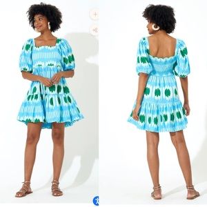 Oliphant mini blue ikat dress